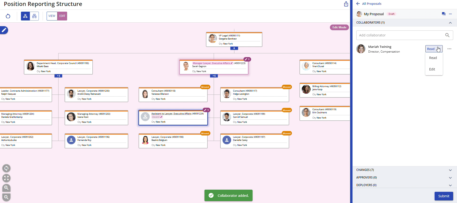 Stakeholders can validate and collaborate on reorg in real-time with Nakisa HR Suite