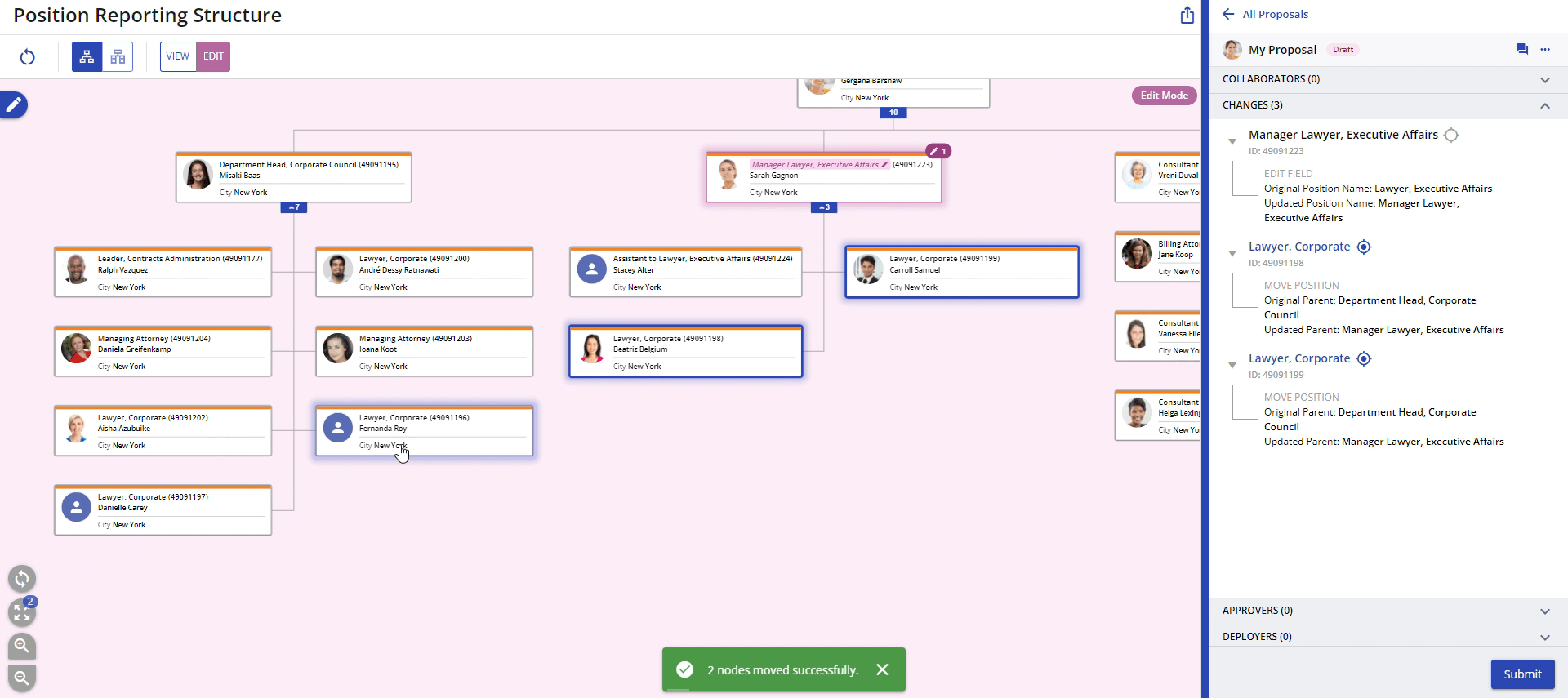 Propose new team structures via drag and drop with Nakisa HR Suite