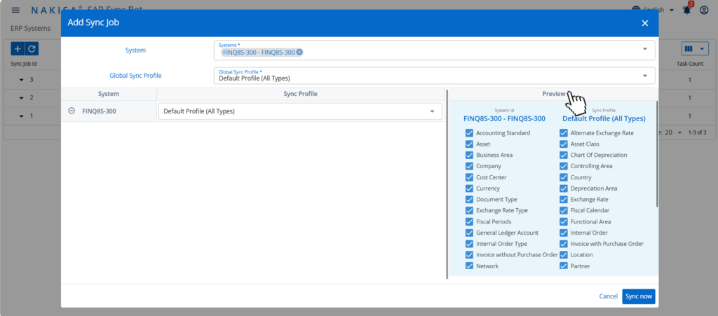 Nakisa SAP Sync Bot allows users to define the data they want to sync with custom BAPI integration.