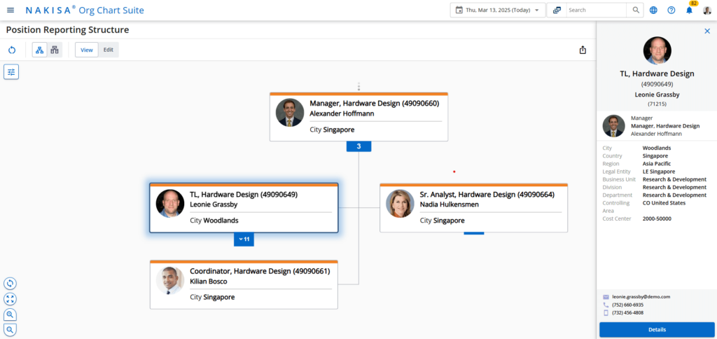 The Nakisa Org Chart Suite has updated and enhanced visualization features for greater clarity