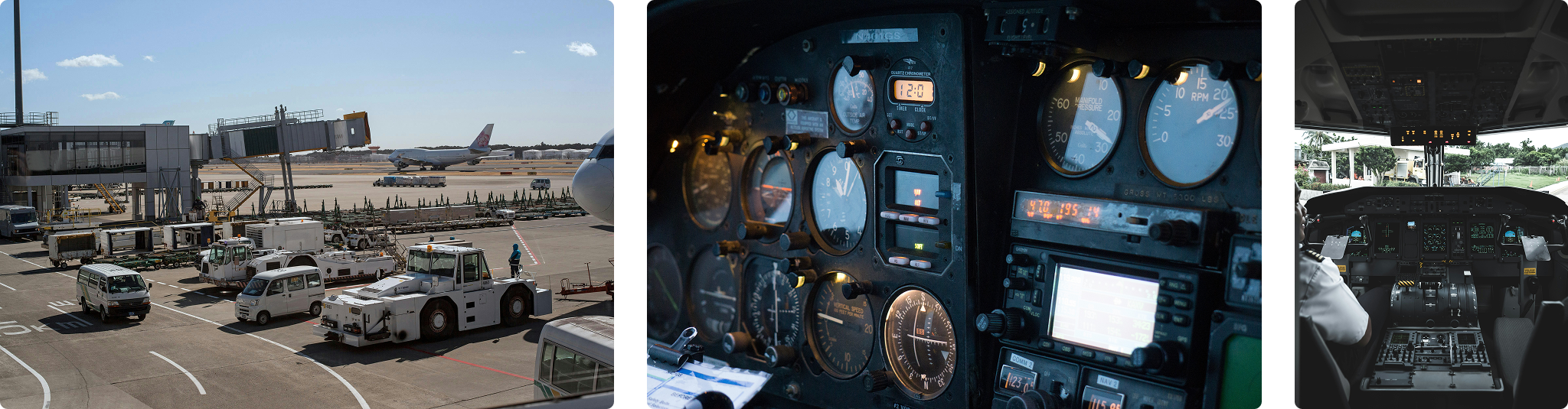 An image of the different indicators inside a plane's cockpit