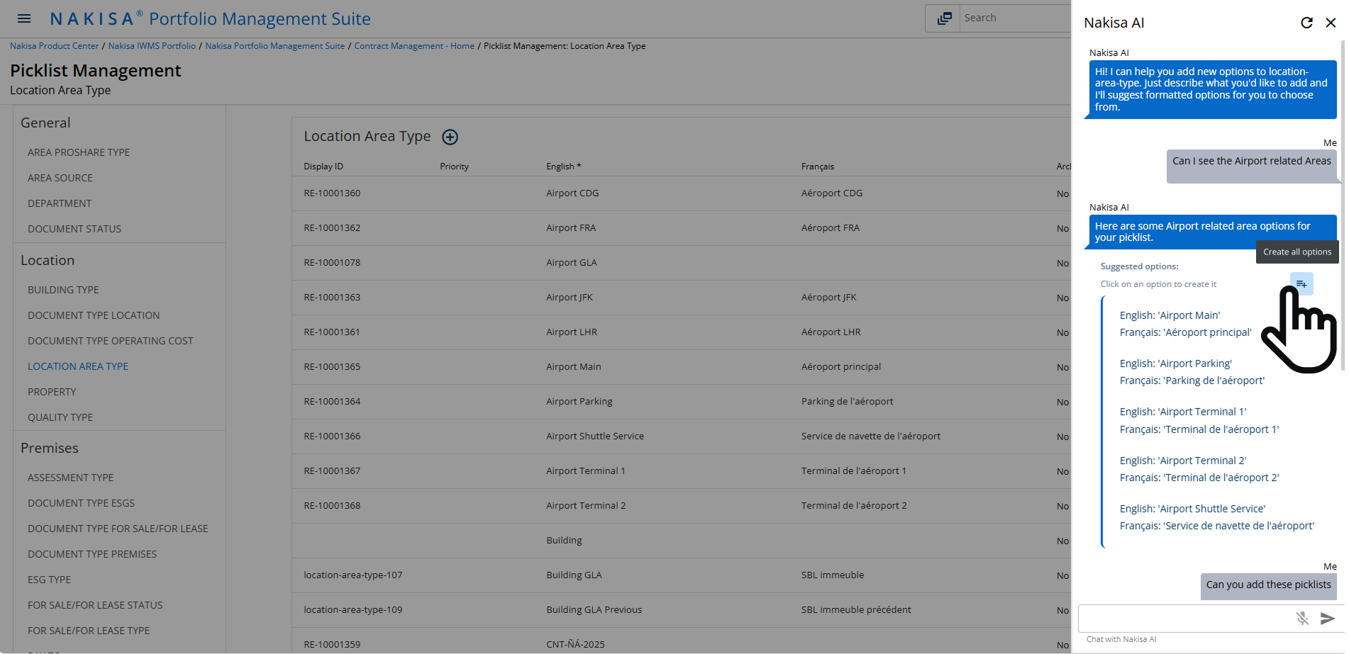 AI Agent generating multilingual picklist suggestions with priority levels to streamline data consistency and setup.